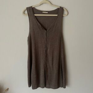 Eileen Fisher Linen Button Down Vest Tunic in Brown Size Large